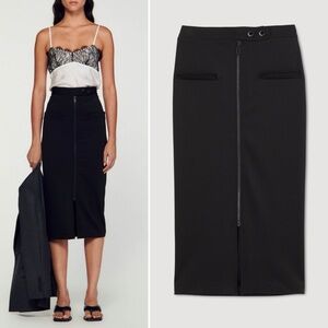 Sandro Black Zipper Pencil Skirt 38